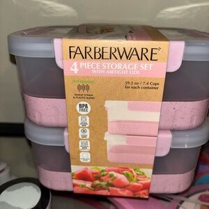 Farberware Pink and White 4-Piece Airtight Food Storage Set